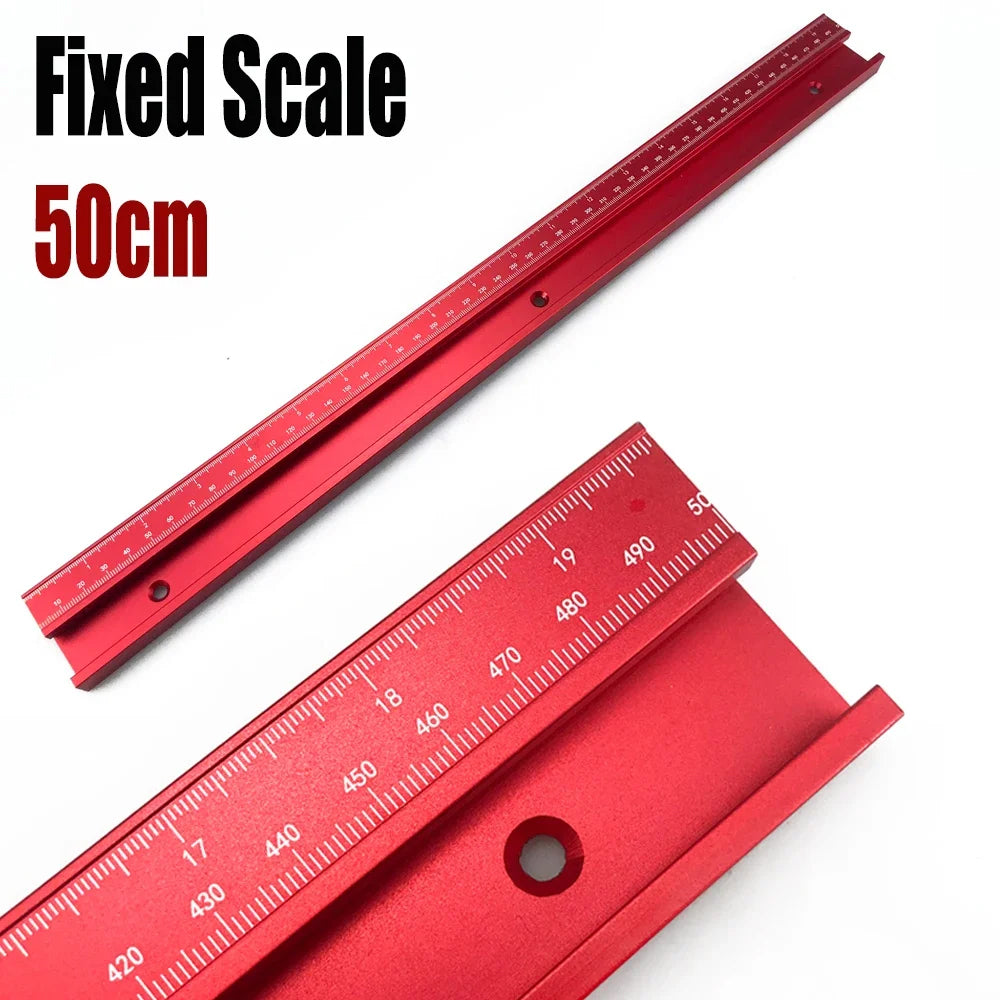 45# Chute T Track with Scale, Alloy T-tracks Slot Miter Track, 300-500mm 45 Type Chute Woodworking Table Saw Workbench DIY Tool