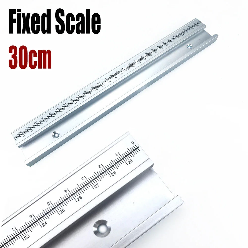 45# Chute T Track with Scale, Alloy T-tracks Slot Miter Track, 300-500mm 45 Type Chute Woodworking Table Saw Workbench DIY Tool