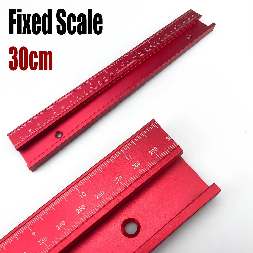 45# Chute T Track with Scale, Alloy T-tracks Slot Miter Track, 300-500mm 45 Type Chute Woodworking Table Saw Workbench DIY Tool