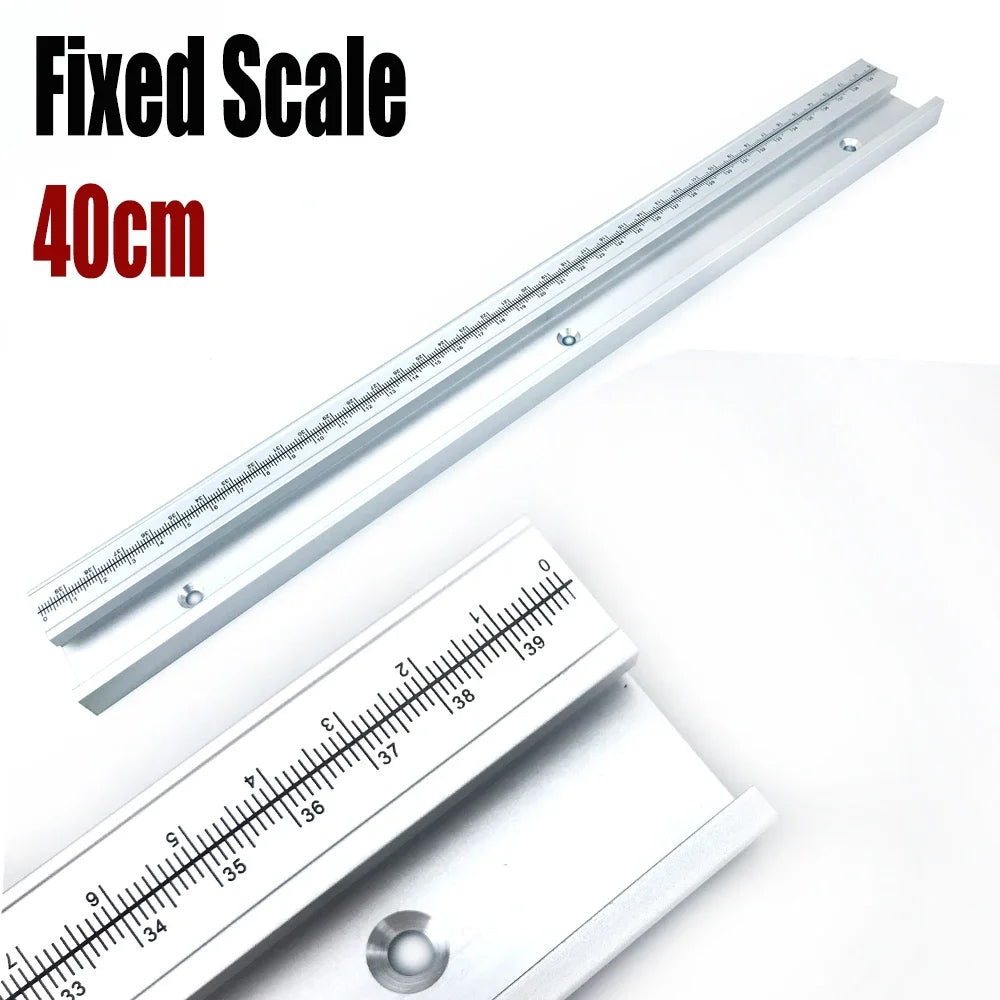 45# Chute T Track with Scale, Alloy T-tracks Slot Miter Track, 300-500mm 45 Type Chute Woodworking Table Saw Workbench DIY Tool
