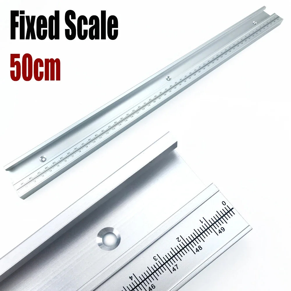 45# Chute T Track with Scale, Alloy T-tracks Slot Miter Track, 300-500mm 45 Type Chute Woodworking Table Saw Workbench DIY Tool