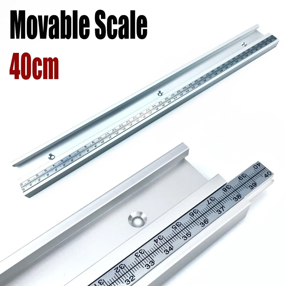 45# Chute T Track with Scale, Alloy T-tracks Slot Miter Track, 300-500mm 45 Type Chute Woodworking Table Saw Workbench DIY Tool