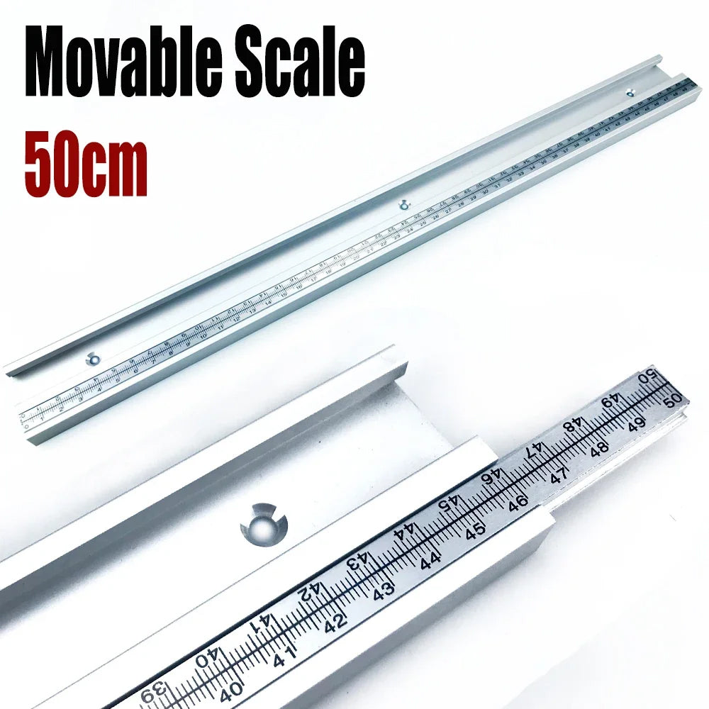 45# Chute T Track with Scale, Alloy T-tracks Slot Miter Track, 300-500mm 45 Type Chute Woodworking Table Saw Workbench DIY Tool