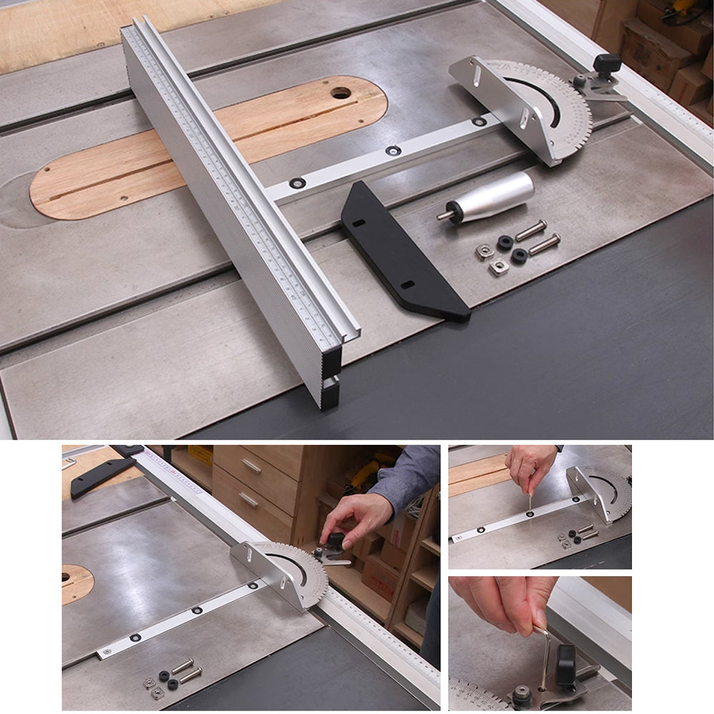 WNew  Miter Gauge Fence With Track Stop Table Saw Router Woodworking Bench Tools Diy For Cutting Carpentry Squares Hand Tools