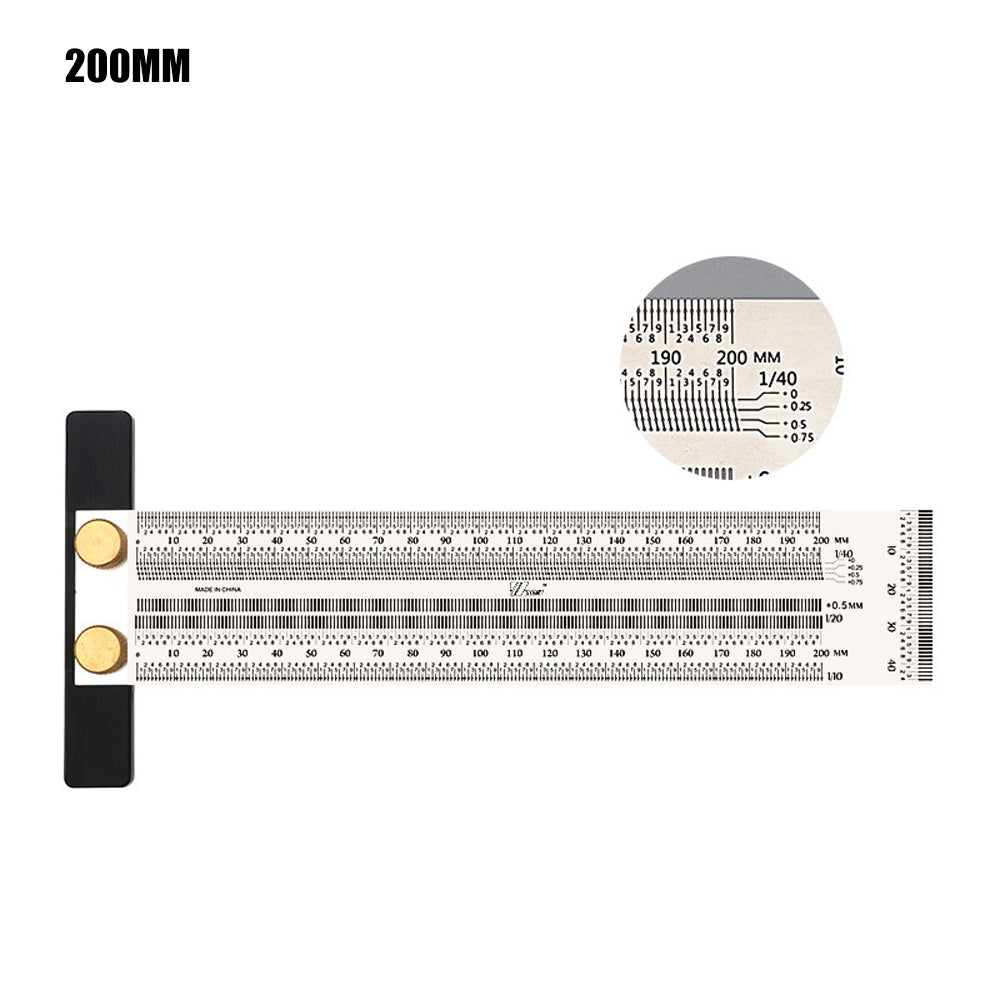 180-400mm High-Precision Scale Ruler T-Type Hole Ruler Stainless Woodworking Scribing Mark Line Gauge Carpenter Measuring Tool