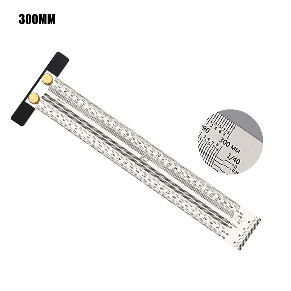 180-400mm High-Precision Scale Ruler T-Type Hole Ruler Stainless Woodworking Scribing Mark Line Gauge Carpenter Measuring Tool