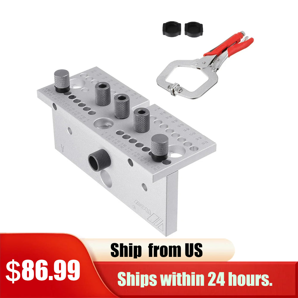 【Shipped from within the USA】WNew 3 In 1 Dowel Jig Woodworking Hole Puncher Drill Guide Positioning 7/8/10MM M14 M18 Hole Opener Drilling Guide Tool