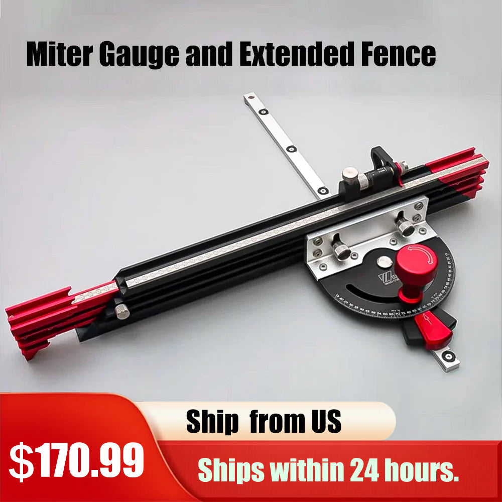 【Shipped from within the USA】Miter Gauge with Scalable 850mm Fence Adjustable Table SawAngle Miter Gauge  for Inverted Carving Machine Woodworking Tool