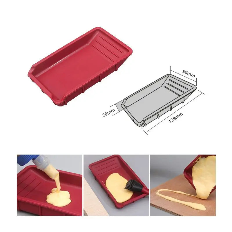 Wnew 4Pcs Silicone Glue Kit Wide Narrow Brush with Flat Scraper and Glue Tray Woodworking Gluing Kit Set