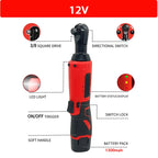 12V/18V Impact Wrench Cordless Rechargeable Electric Wrench 3/8 Inch Right Angle Ratchet Wrenches Impact Driver Power Tool