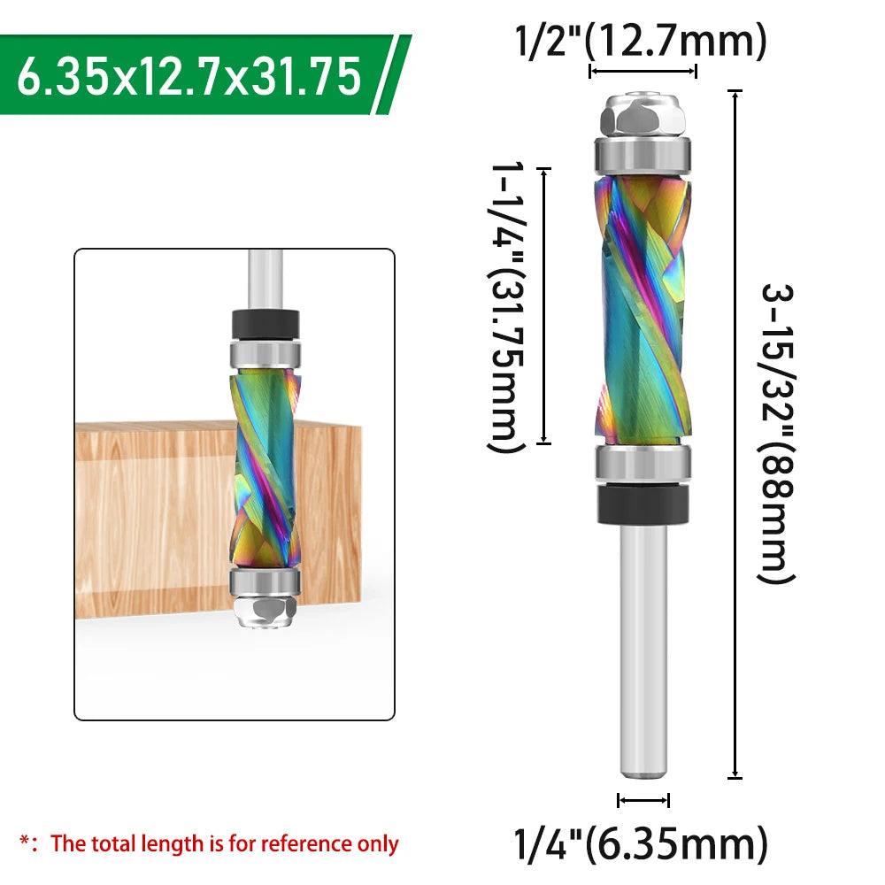 LAVIE 1pc 1/4 Shank Solid Carbide Nano Coating Compression Flush Trim CNC Bit Router Bits Woodworking Milling Cutter Z07C1325CCL