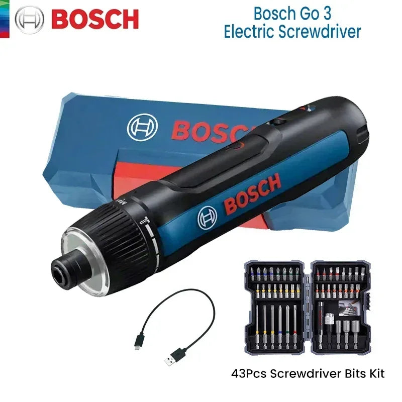 Bosch GO 3 battery-powered screwdriver (43-stove screwdriver tip set, screwdriver tip holder, USB-C cable, mini suit)