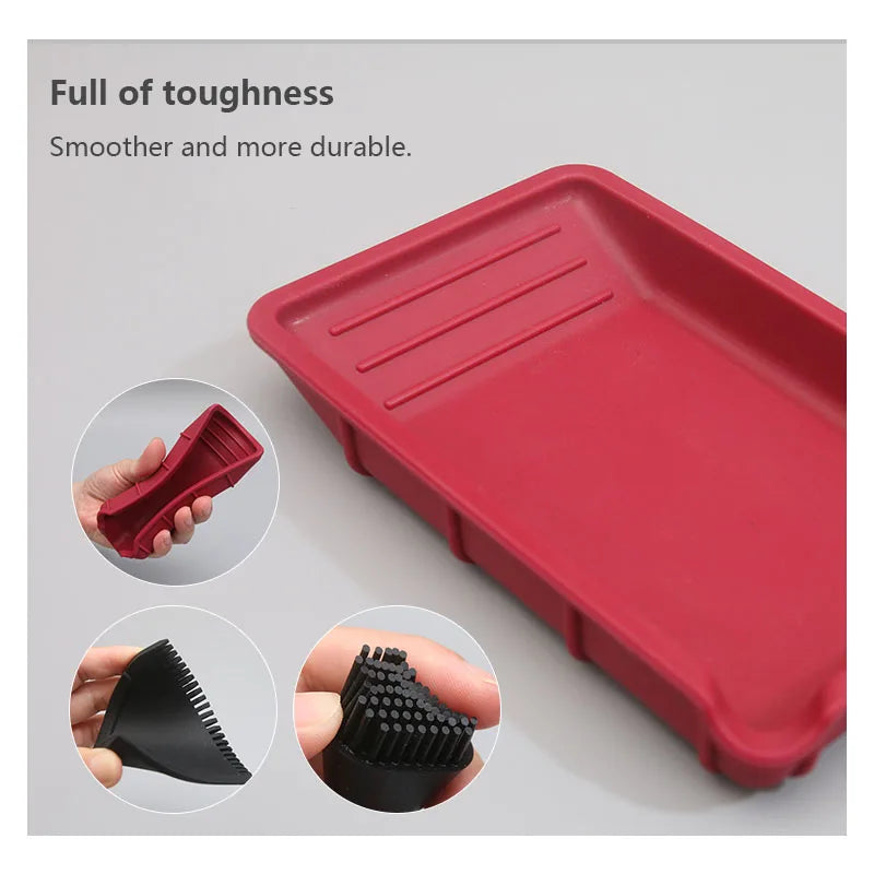 Wnew 4Pcs Silicone Glue Kit Wide Narrow Brush with Flat Scraper and Glue Tray Woodworking Gluing Kit Set