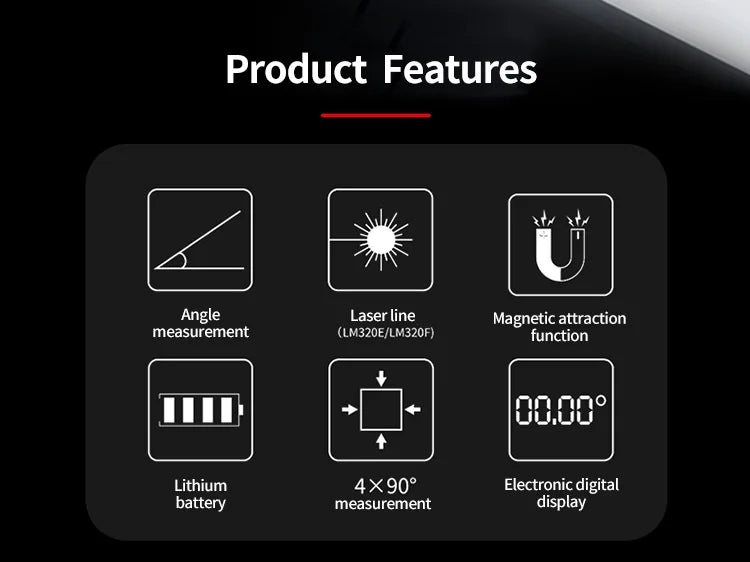 Inclinomètre numérique UNI-T LM320A LM320B, rapporteur, inclinomètre magnétique, goniomètre, outil de mesure électronique