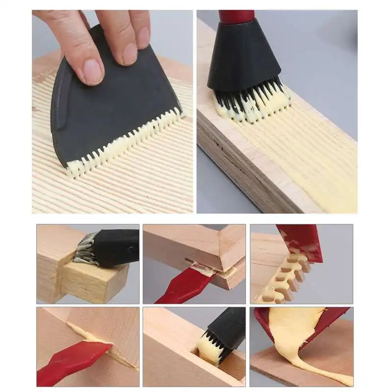 Wnew 4Pcs Silicone Glue Kit Wide Narrow Brush with Flat Scraper and Glue Tray Woodworking Gluing Kit Set