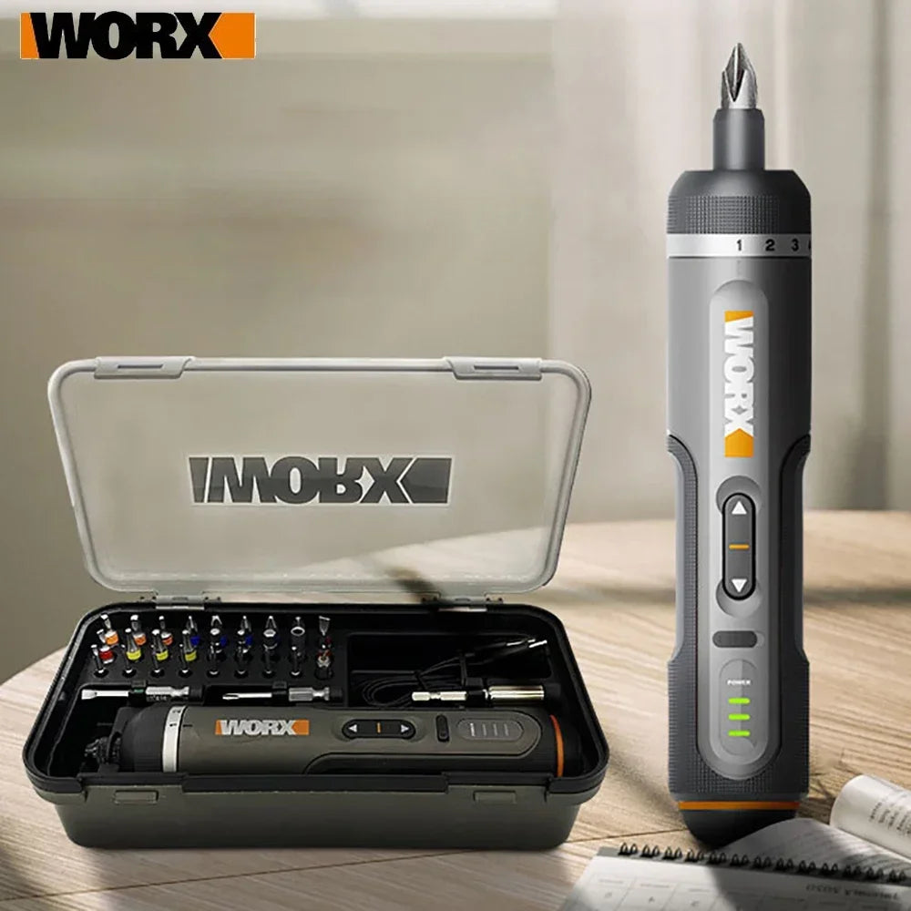 Worx 4V Electrical Screwdriver Set WX242 Smart Cordless Electric Screwdrivers USB Rechargeable Handle 30 Bit Sets Tools