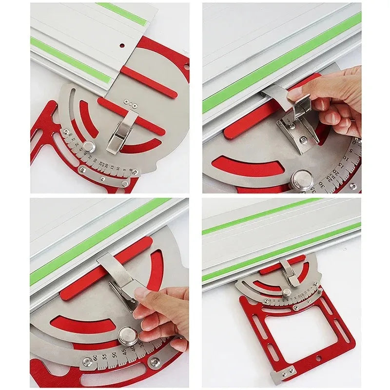 Verstellbare Winkelführungsschiene, Vierkant-Klemme 0-60 Grad, Positionierplatte für elektrische Kreissägen, passend für Makita/Fetos-Schienen