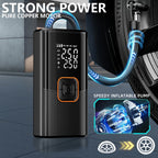 New Portable Cordless Air Pump For Car Tire Inflator With LED Light Large Capacity Battery USB C Fast Charging Electric Pump