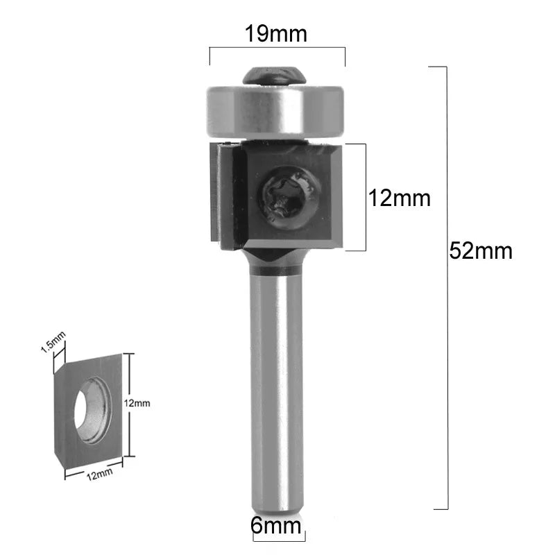 1PCS Milling Cutter 8/12/12.7mm Shank Wood Planer Bit Trimming Router Bit Insert for Woodworking Trimming Slotting Tools