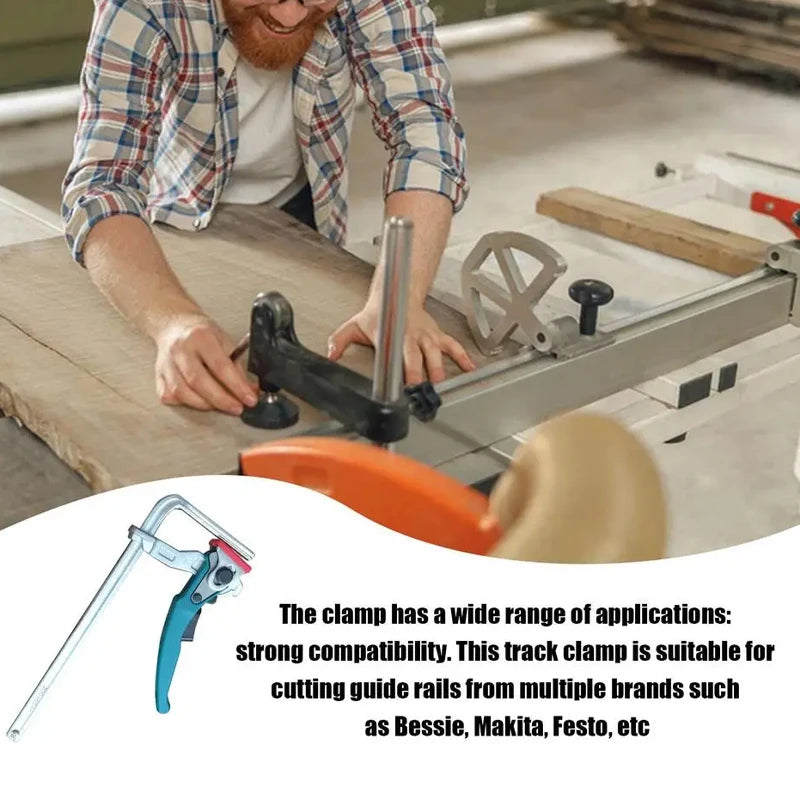 Handle Quick Ratchet Track Clamp Woodworking Tools for Festo Makita Dewalt Metabo Einhell Guide Rail Cyan Ratchet Track Clamp