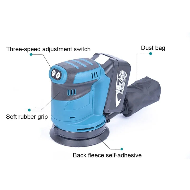 Brushless Cordless Electric Sander Random Orbital Electric Sheet Sander Wood Grinder Polishing Power Tool For Makita 18V Battery