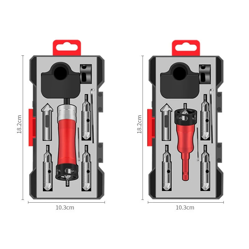 Foret à fraiser 3 en 1, corps en alliage d'aluminium, lames en acier rapide, queue hexagonale universelle de précision réglable à 90 degrés 