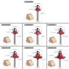 Fraise à arrondir les angles avec queue de 6,35 mm, pour le travail du bois, le rainurage et la sculpture, avec roulement à billes haute performance. 