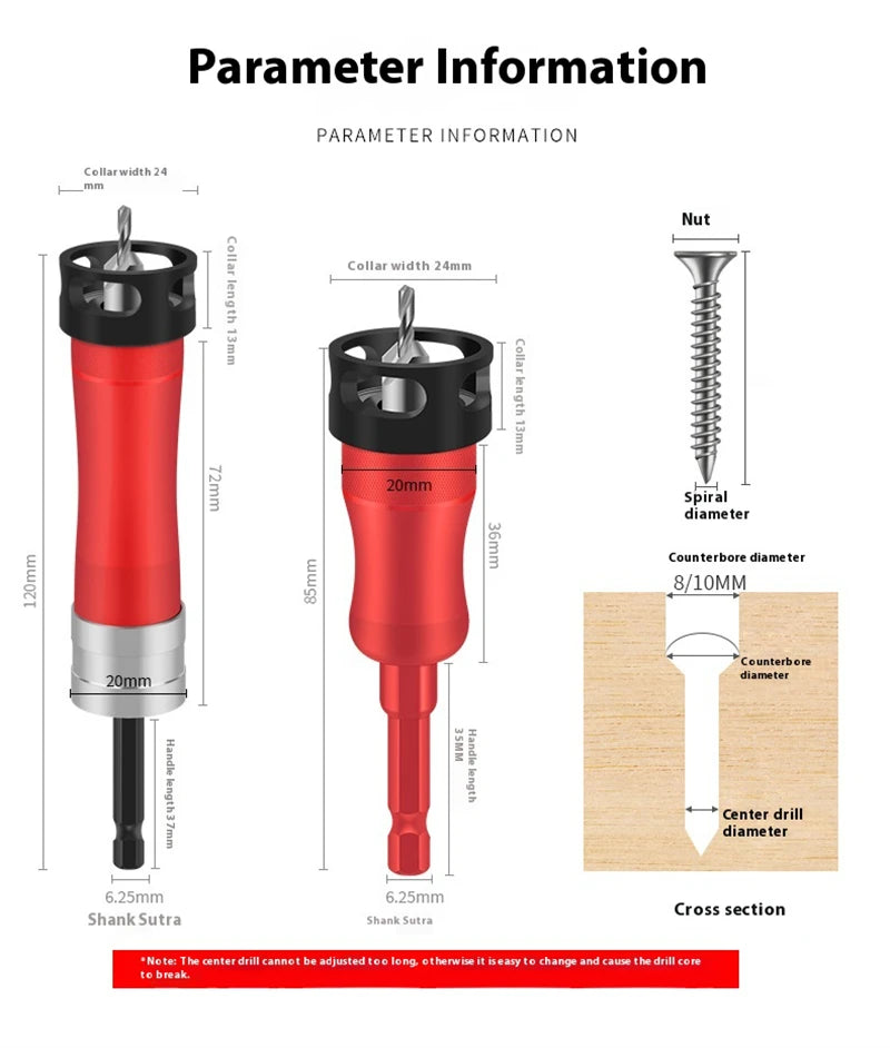 Foret à fraiser 3 en 1, corps en alliage d'aluminium, lames en acier rapide, queue hexagonale universelle de précision réglable à 90 degrés 