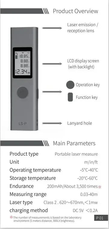 Télémètre laser AtuMan DUKA original 25/40 m LS-P/LS-1, chargeur USB portable, télémètre laser de haute précision