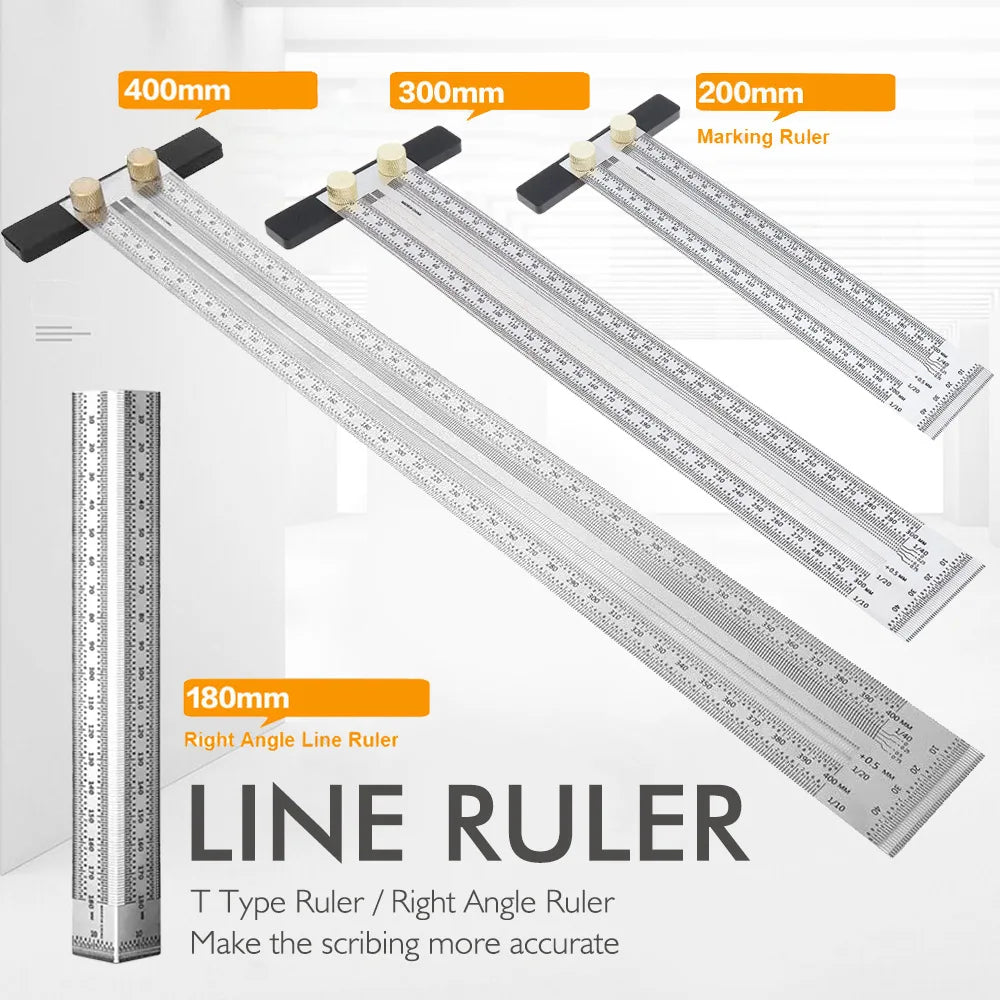 Règle graduée de haute précision 180-400 mm, règle en T avec trous, outil de traçage en acier inoxydable pour le travail du bois, outil de mesure pour menuisier 