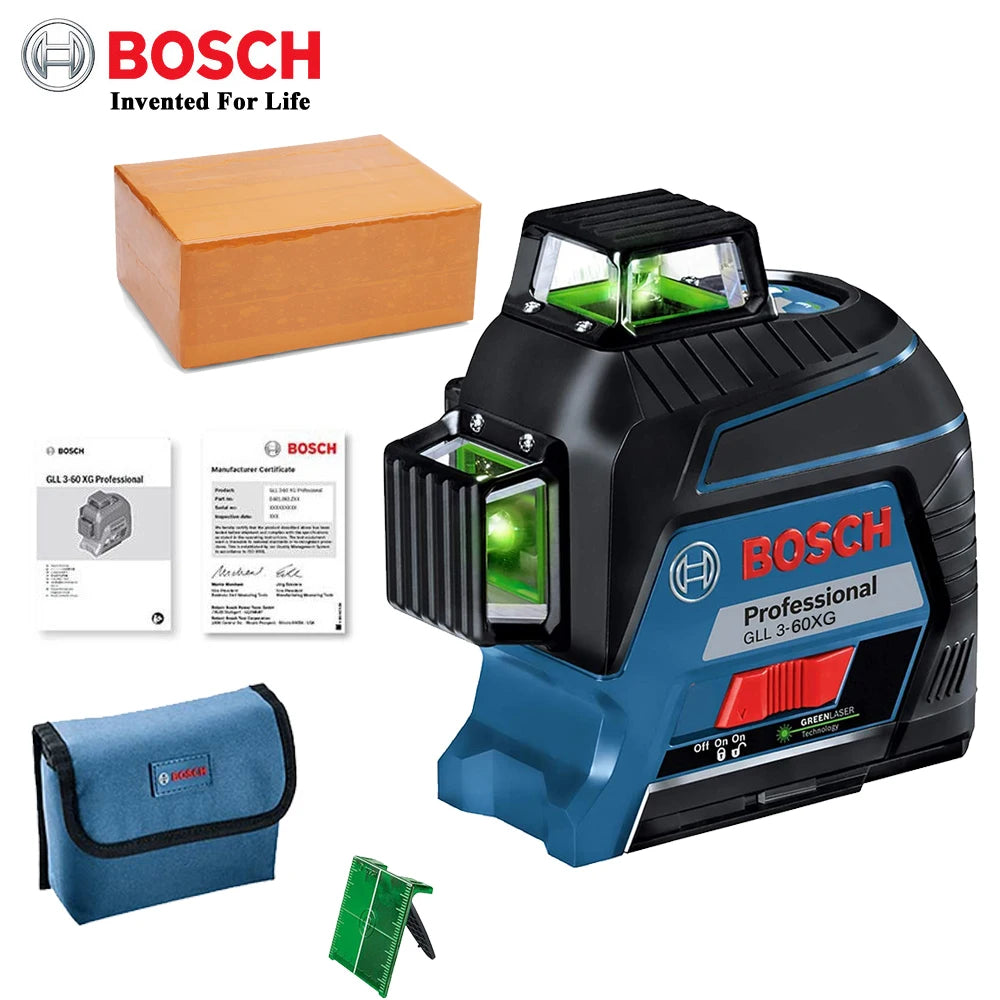 Bosch Laser Level 12 Line Green Vertical And Horizontal Measuring Tool Projection Line GLL3-60XG  For Home Decoration Outdoor