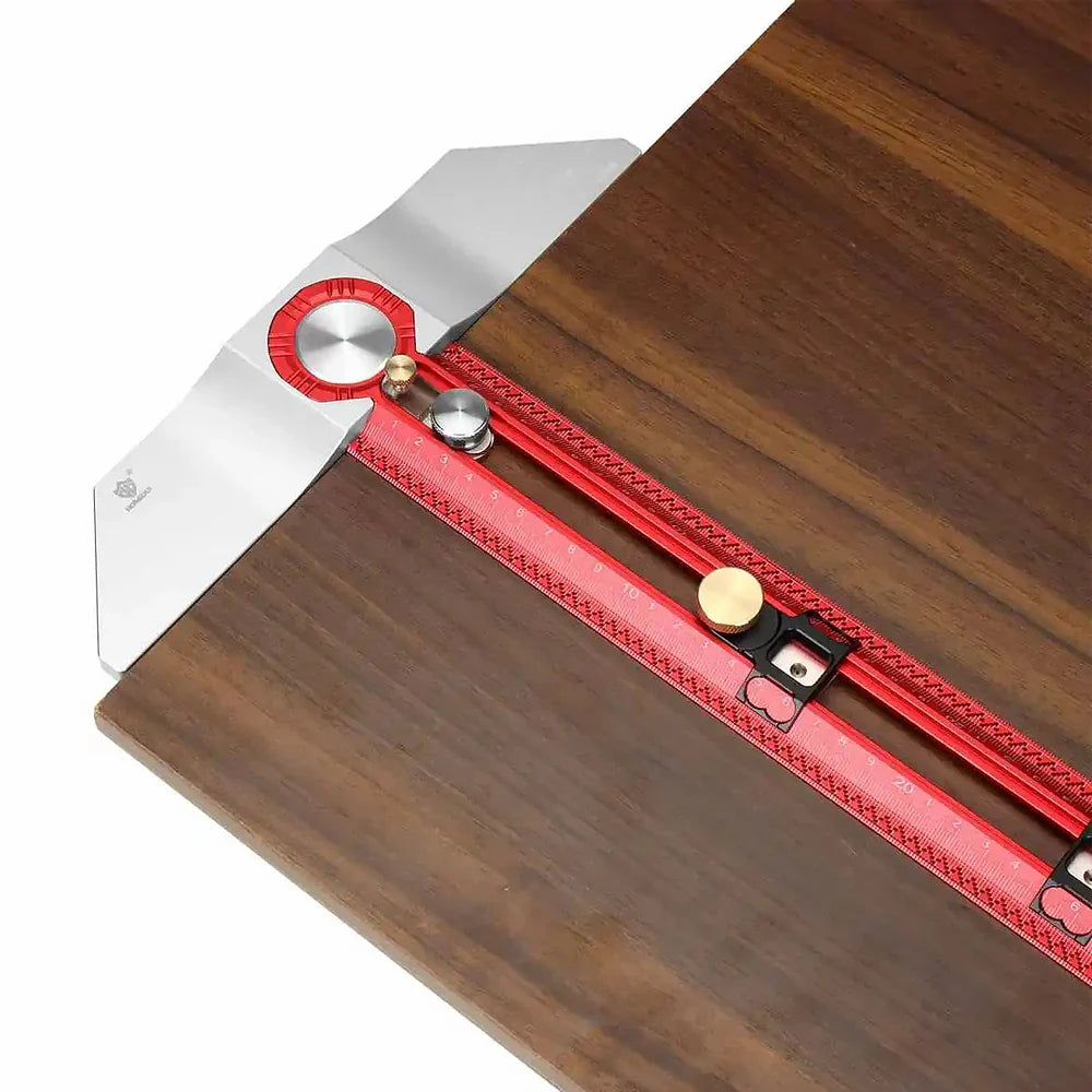 【Shipped from within the USA】Scriber Marking T Square Ruler HONGDUI MT-2465 Woodworking Aluminum Alloy Hole Positioning Marking Gauge Hooked On Wood Ruler