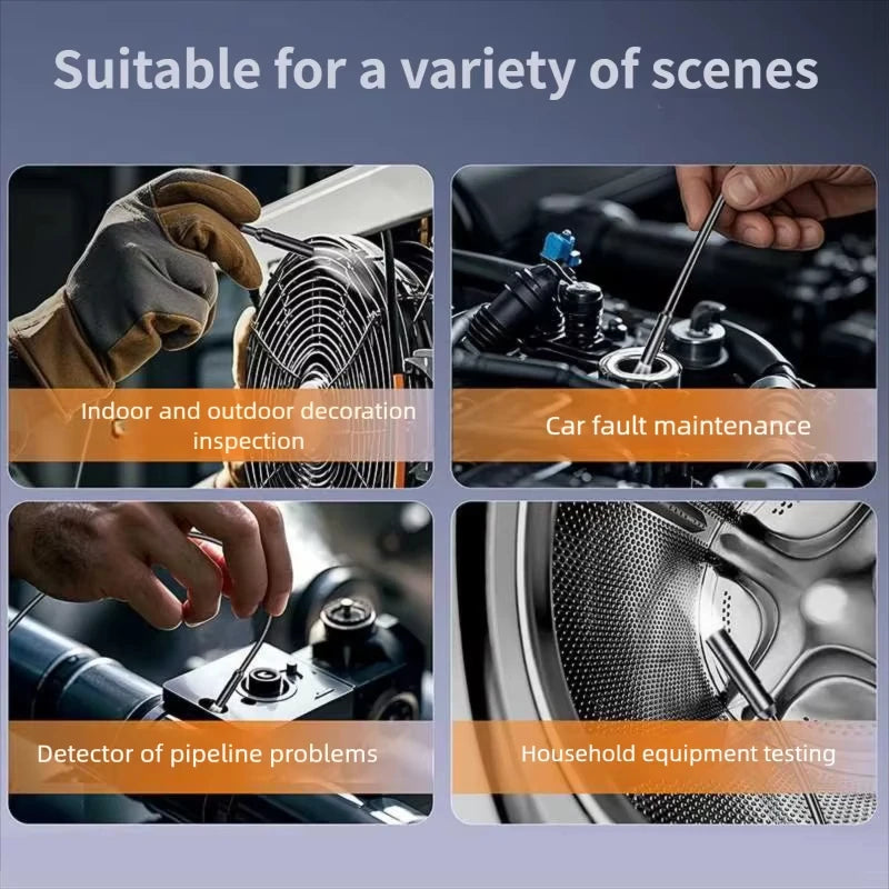 ndustrial Endoscope Camera 8mm HD1080P 4.3inch IPS Screen 16.5TF Pipe Inspection Camera for Car Repair IP67 Waterproof 8 LEDS