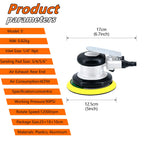 Pneumatic Orbital Sander Grinder 5inch 125mm Polishing/Grinding Grinder Tools for Furniture Metal Wood Grinding Car Body Waxing