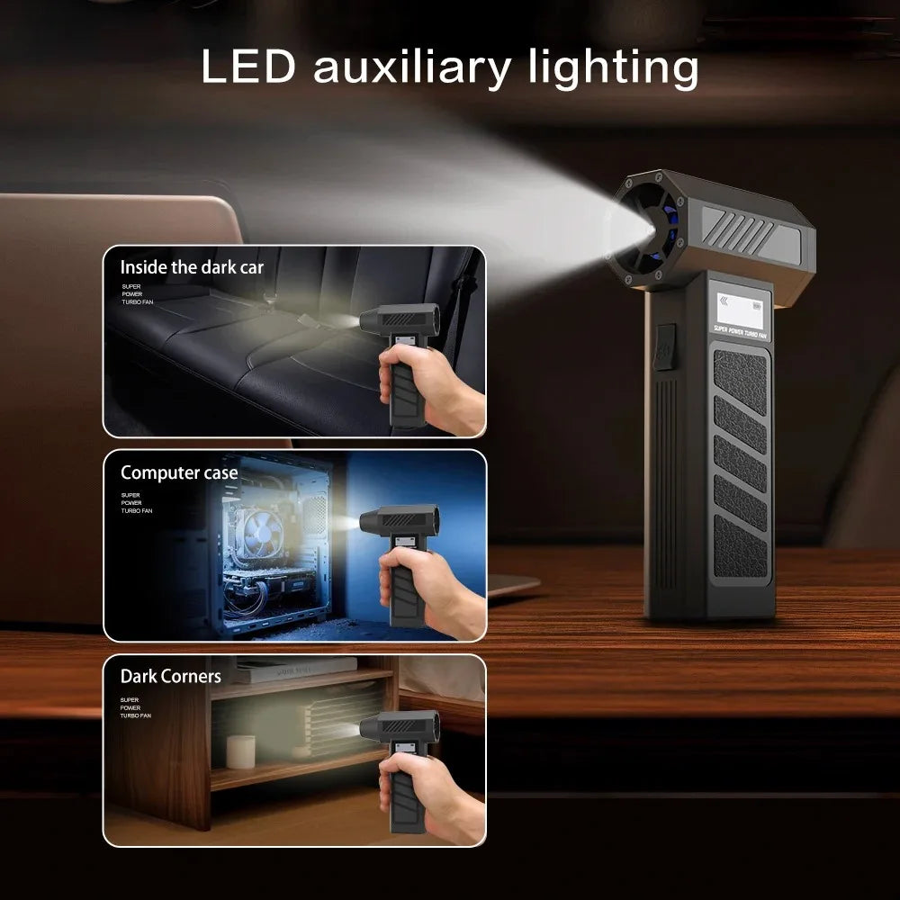 2025New Hurricane Dust Blower 990000RPM Wireless Compressed Air Duster High-speed Violent Fan 4Speed Adjustable Turbo Jet Blower