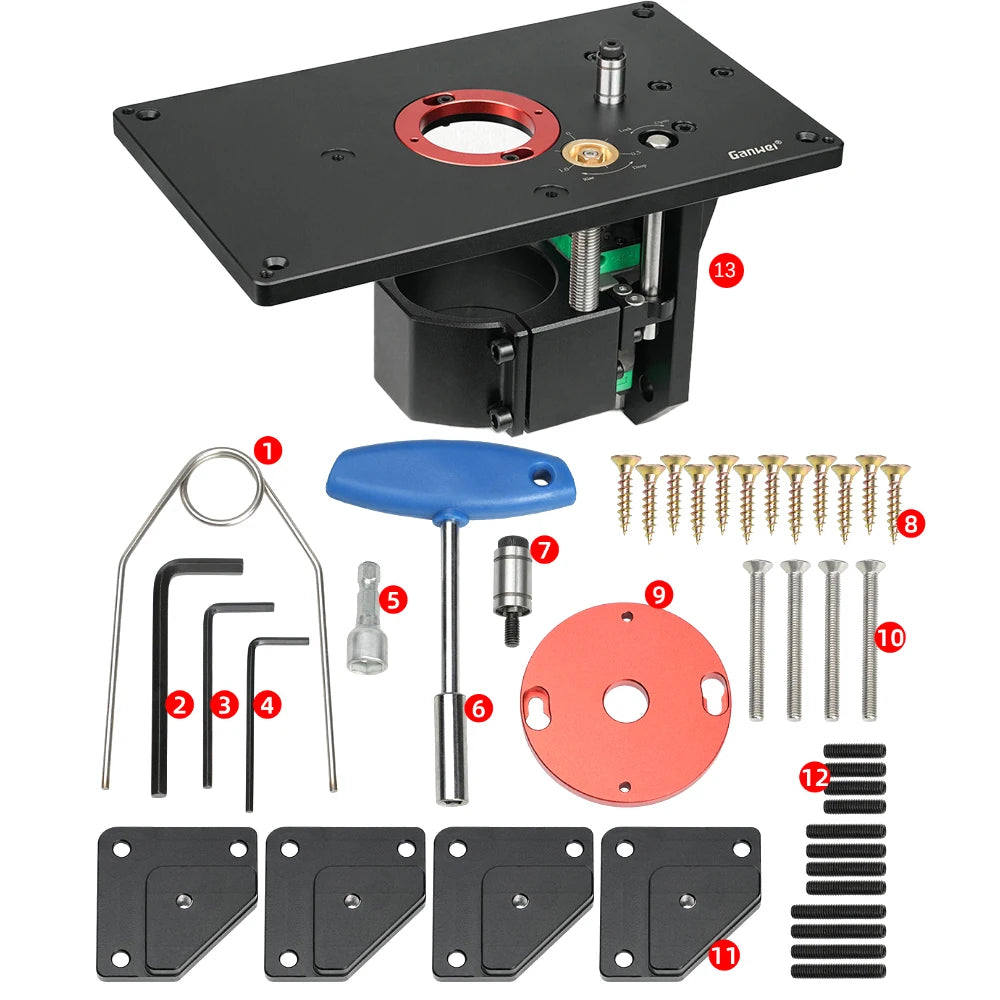 Ganwei Trimmer Inverted Lift Table System  for 65mm Electric Trimming Machine Durable Router Table Plate Insert Woodwroking Tool