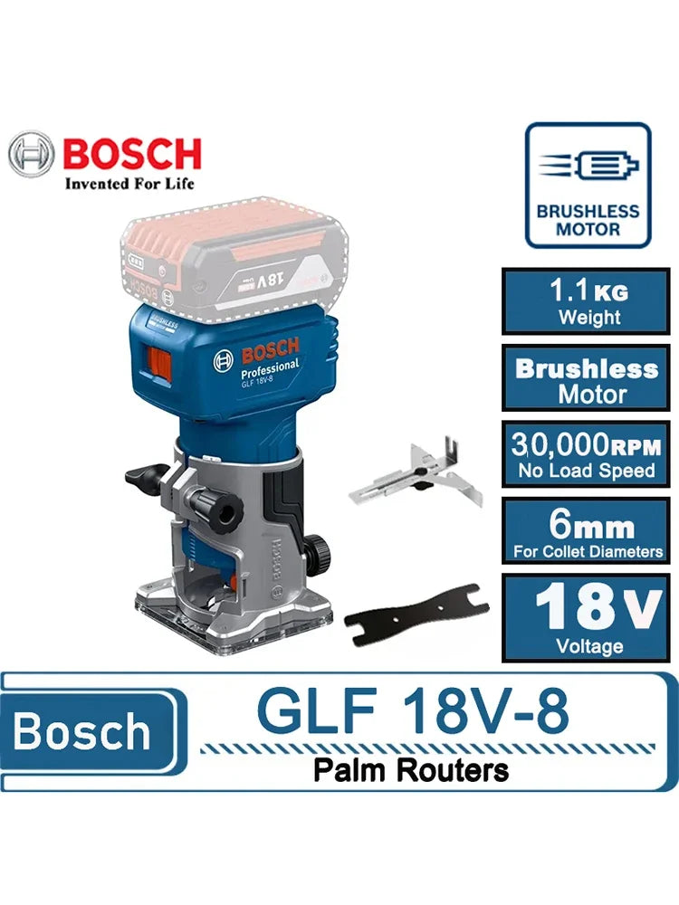 Bosch GLF 18V-8 18V Electric Trimmer Wood Router Machine 30000RPM Carpentry Tool for Woodwork Trimming Grooving Carving Milling