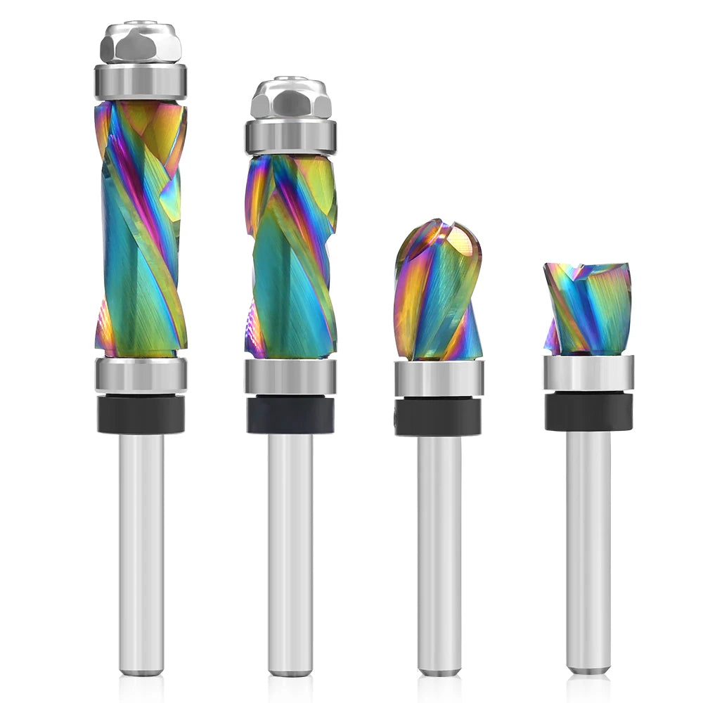 LAVIE 1pc 1/4 Shank Solid Carbide Nano Coating Compression Flush Trim CNC Bit Router Bits Woodworking Milling Cutter Z07C1325CCL