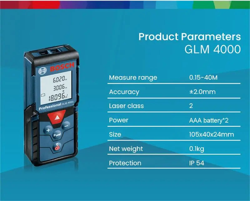 Bosch Laser Rangefinder 30/40/50/100m Distance Meter High-precision Laser Level Electronic Bluetooth Measuring Tools GLM 50-27CG