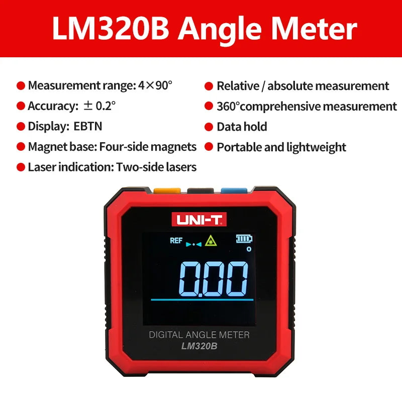 UNI-T Digital Angle Meter LM320A LM320B Protractor Magnetic Inclinometer Goniometer Electronic Angle Finder Measuring Tools