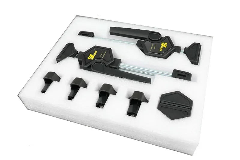 MFT Tischklemme, verstellbarer Rahmen, Schnellbefestigungsclip für Holzbearbeitung, 19/20-mm-Bohrung, Spannvorrichtungsset mit Ratschenlösewerkzeug 