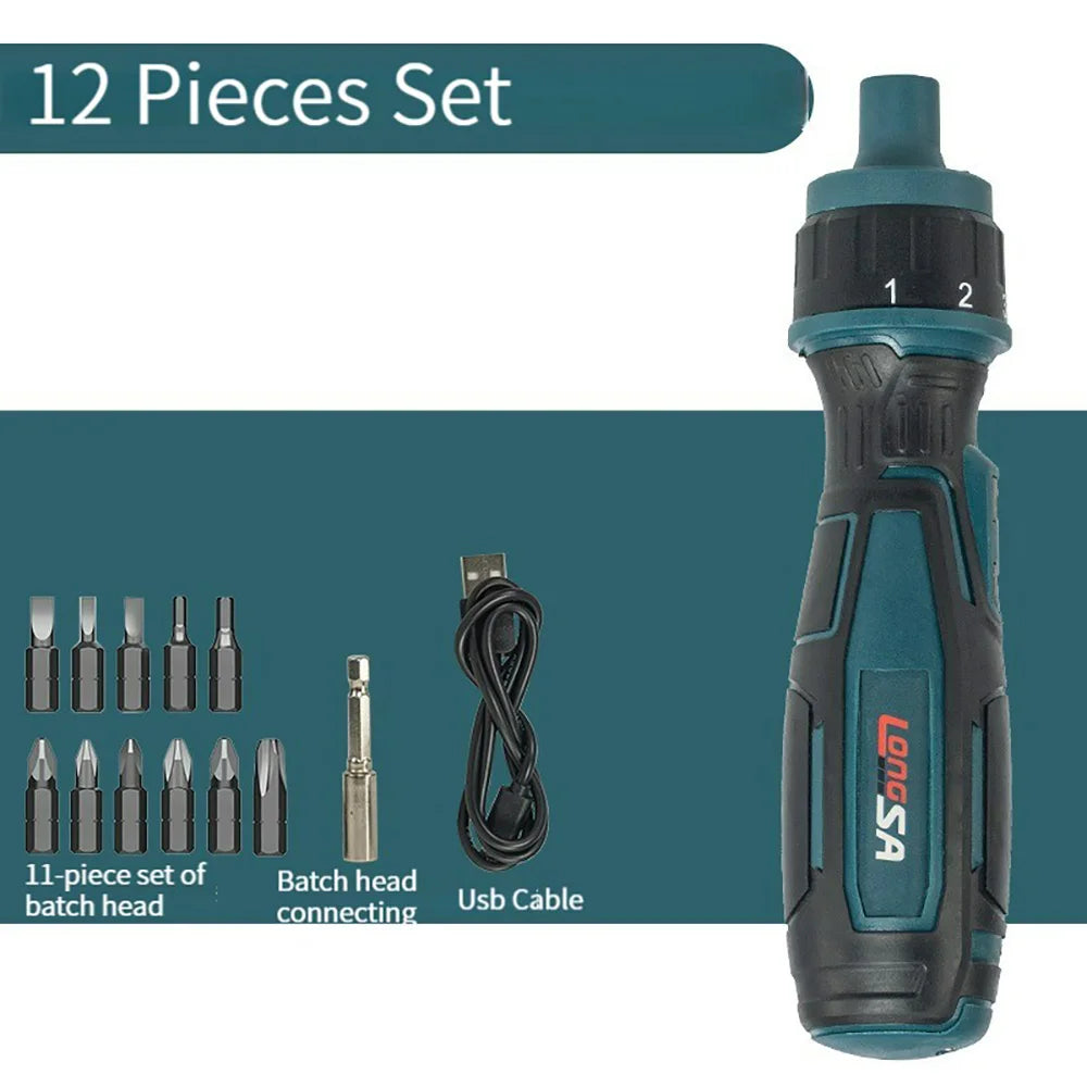 Large Torque Electric Screwdriver 0.15-7 Nm Manual Tool Ratchet Screwdriver Set Mini Electric Drill Hand Tools With Flashlight