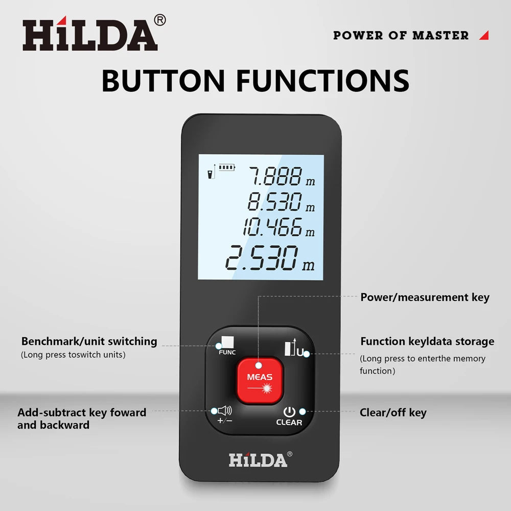 HILDA Laser Rangefinder Distance Meter Rangefinder Laser Tape Range Finder Building лазерный дальномер 120M /100M/50M