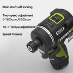 Worx WU139 Cordless Screwdriver Dual Speed 50Nm 12v 1800rpm 18+1 Brushless Motor Adjust Torque Univeral Green 12V Battery Pack