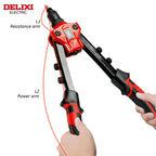 Pistolet à riveter électrique DELIXI, pistolet à levier manuel professionnel, gain de temps et d'efforts, serrage et rivetage de tôles et de tuyaux métalliques 