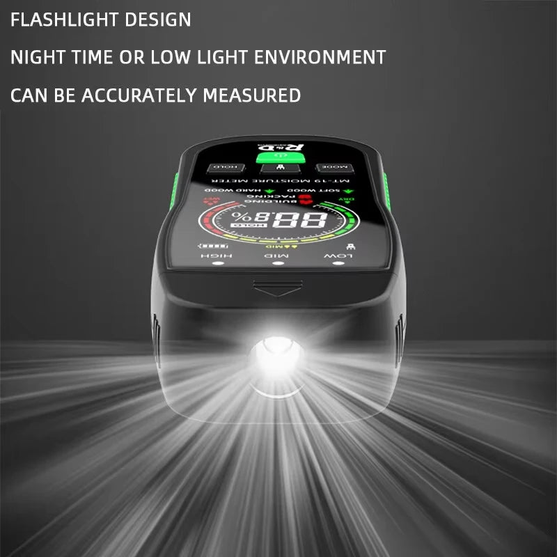 MT19 LED Color Screen Wood Moisture Meter Wall Moisture Content Tester Paperboard Humidity Detector Cement Brick Moisture Tester