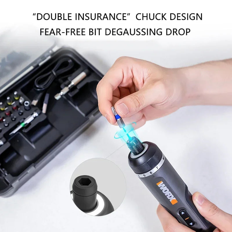 Worx 4V Electrical Screwdriver Set WX242 Smart Cordless Electric Screwdrivers USB Rechargeable Handle 30 Bit Sets Tools