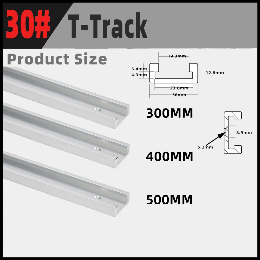 30 Type T-Track  Limiter Aluminum Alloy Chute Woodworking Miter T Track Workbench Stop for DIY Saw Push Router Guide Tools