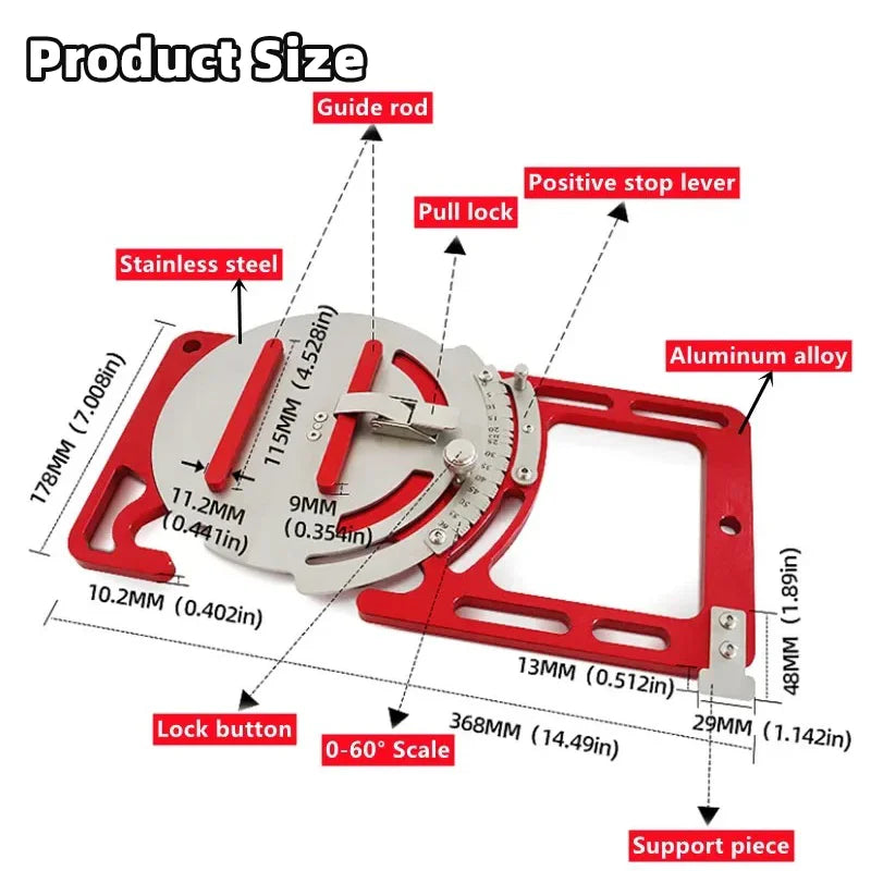 Adjustable Angle Guide Rail Square Track Saw Rail Square Clamp 0-60 Degree Electric Circular Saw Position Plate for Makita/Fetos Rail