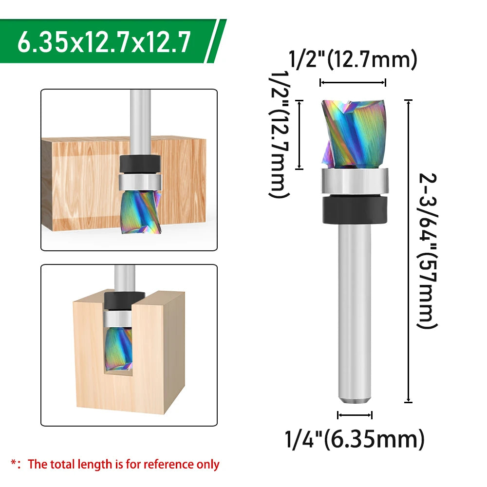 LAVIE 1pc 1/4 Shank Solid Carbide Nano Coating Compression Flush Trim CNC Bit Router Bits Woodworking Milling Cutter Z07C1325CCL
